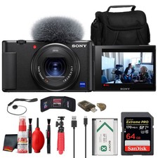 Sony ZV-1 Digital Camera Black 64GB Card Case Tripod Cleaning Kit