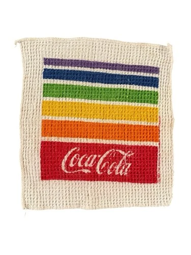 Vintage Coca Cola Washcloth1987 Rainbow Dish Cloth Kitchen Towel VTG