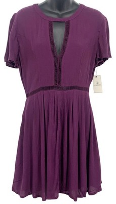 Volcom Women Purple Short Sleeve Dress Size Medium M Short Mini Sleeve New