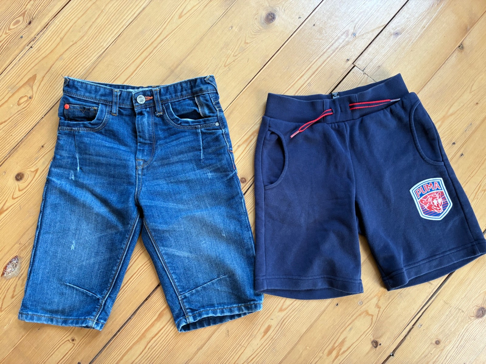 Bundle with 2 x Boys Shorts/ Navy Sweat - Puma /Denim - Primark/Age 9-10 years