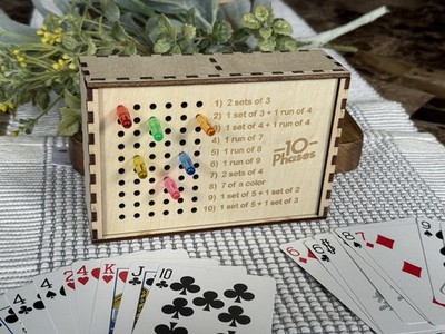  10 Phases  Phase 10 Card Box With Score Board Lid Kit. Laser Cut And Engraved