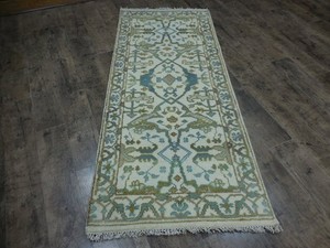 Turkish Oushak Rug, Modern Multicolored Handmade Bohemian Rug 2.7x6 Ft