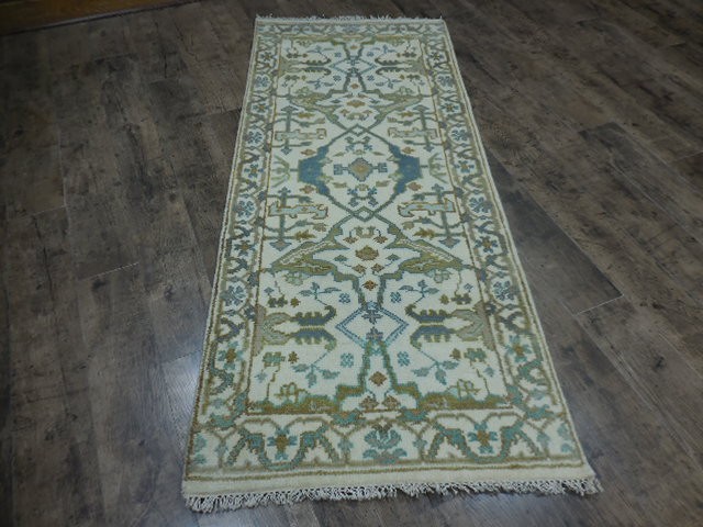 Turkish Oushak Rug, Modern Multicolored Handmade Bohemian Rug 2.7x6 Ft