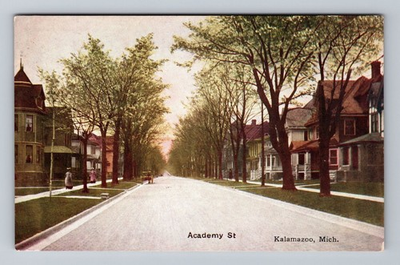 #ad Michigan MI Kalamazoo Residences On Academy Street Vintage Postcard $0.99