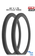 PAIR of 26" x 1.75 Black Bicycle Tires Set DURO City Bike Mountain Comfort Arrow