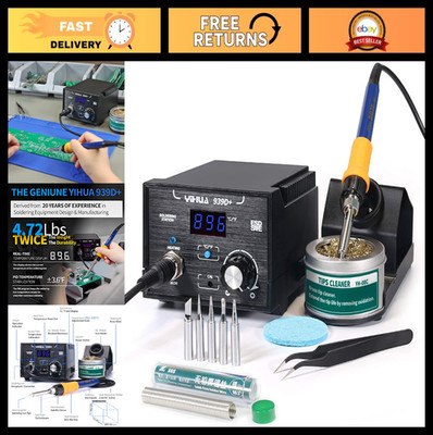 Digital Soldering Station 75W, Precision Heat Control 392°F-896°F, ESD Safe, Lea