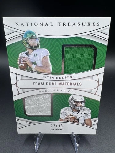 2022 National Treasures • Justin Herbert + Mariota /99 DUAL MATERIALS - Oregon🦆