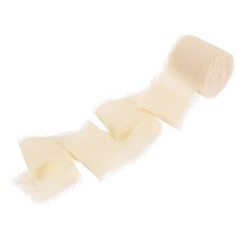 1 Roll 1.5" x 5.5 Yd Cotton Ribbon Handmade Frayed Fringe Ribbon Champagne
