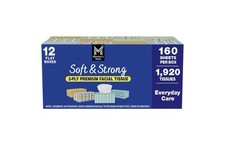 Member  s Mark 2-Ply Facial Tissues, Flat Boxes 160 tissues/box, 12 boxes