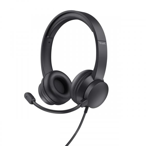 Hs-201 auricolare cablato a padiglione ufficio usb tipo a nero - Immagine 4