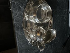 Original WMF Jugendstil / Art D&eacute;co Set &ndash; Zucker & Sahne mit Tablett (versilbert)
