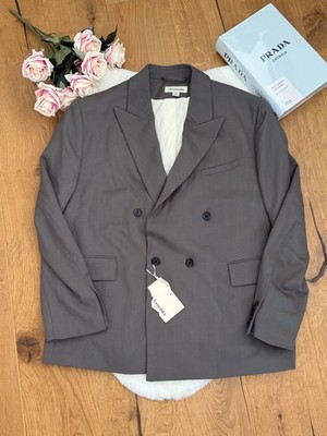 Zara x Nanushka Herren Blazer Grau Wolle Kragen Gefüttert Limited Ed Gr 54 UK 44
