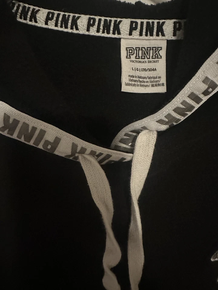 Victoria’s Secret Pink Black Sequin Bling Dog Hoodie L - Image 4 of 4