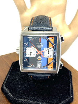 Tag Heuer Monaco Gulf Edition Men's Watch CAW211R Swiss Automatic Leather Strap