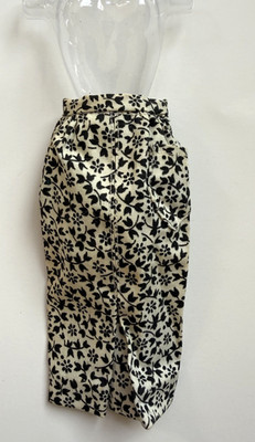 Vintage 1960s Barbie Doll Black White Floral Sheath Pencil Skirt Pak, Nice