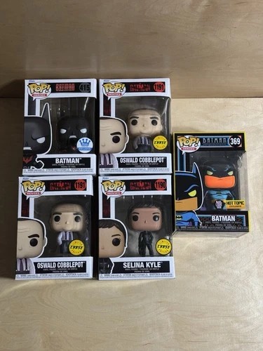 DC Funko Pop Lot of 5 Chase & Exclusives - Batman Beyond, Black Light Hot Topic