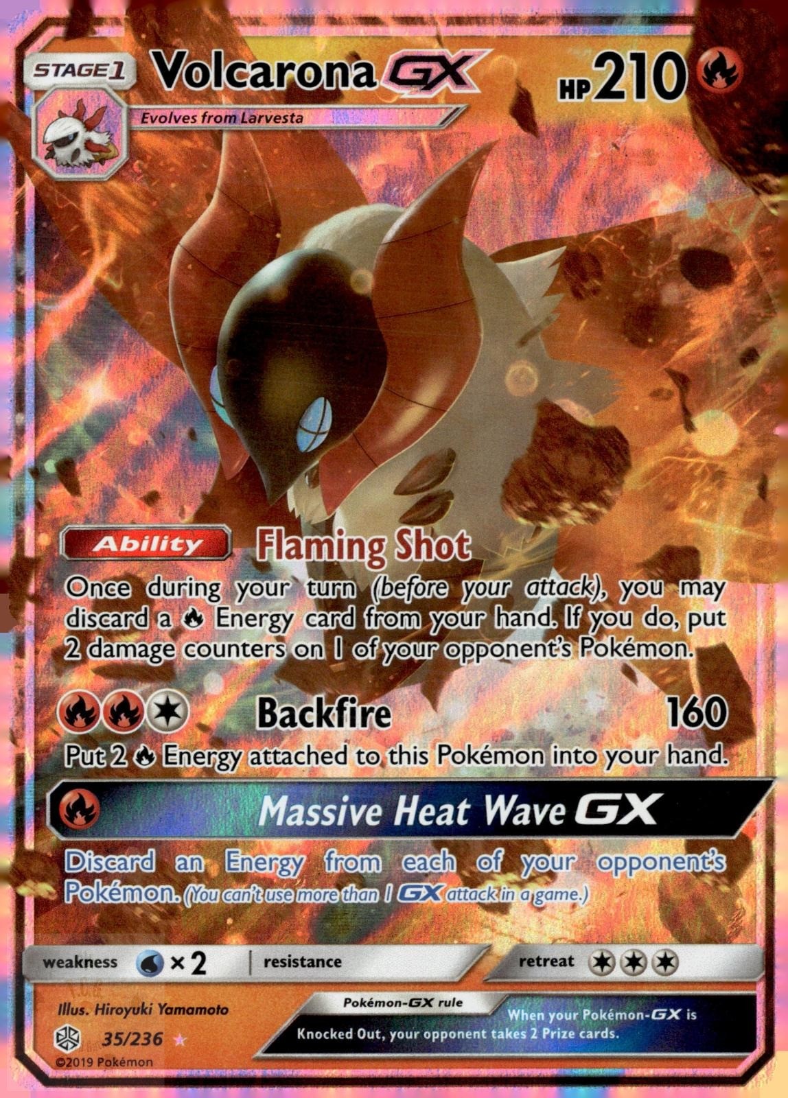 Volcarona GX 35/236 Holo GX Rare Cosmic Eclipse Pokemon NM/M