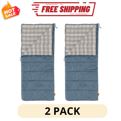 2 Pack Ozark Trail 50F Flannel Lined Rectangle Sleeping Bag Blue 75 x 33 Adult