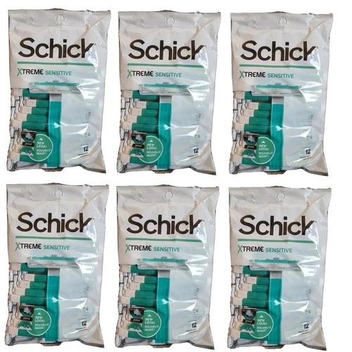 6 Packs Schick Xtreme Sensitive 2 Blade Razors 12/Pk Total 72 Disposable Razors