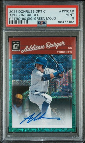 Addison Barger [Green] #1990-AB 2023 Panini Donruss Optic Retro 1990 Signatures card