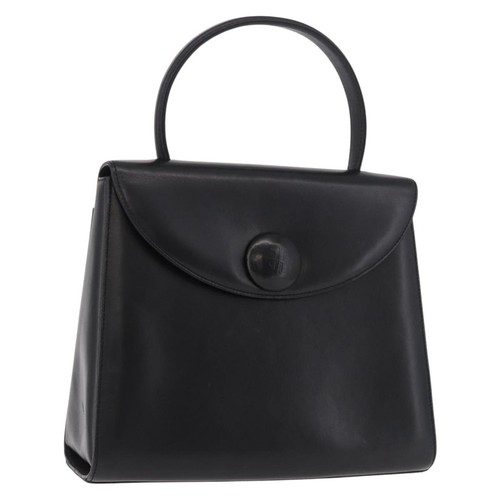 GIVENCHY Hand Bag Leather Black Gold Auth 182204A