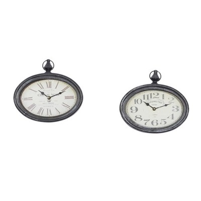 2 PCS Cream Metal Decorative Wall Clock Pocket Watch Style 11x3x12 Inch
