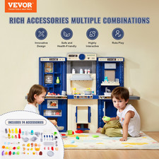 Kids Kitchen Playset, 3-in-1 Toddler Kitchen with Simulated Spray, Blue