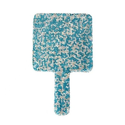 Rhinestones Hand Mirror with Handle Handheld Makeup Mirror Travel Vanity Mirror