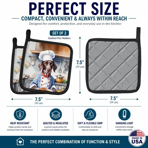 Caroline's Treasures German Shorthaired Pointer The Chef Potholders - Thumbnail 5
