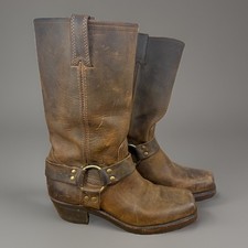   Frye Harness Boots Womens 7 Brown Leather Square Toe Biker Western Ranch  