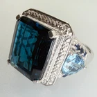 MASSIVE 925 STERLING Silver LONDON BLUE Topaz Ring Sky Blue Topaz Accents! Sz 9