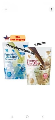 2 Packs Choc. and Vanil. Forever Lite Ultra Protein Shake 13.2oz  Powder Blend