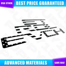 For 2019-2025 Silverado Black USA Flag Tailgate Insert Letters 3D Raised Emblems