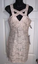 NWT Crystal Doll Juniors Dress Blush Strappy Sequined Lace Bandage Size 5