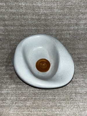 Vintage Lapid Mid  Century Modern Blue Abstract Art Pottery Bowl Cigar Ashtray