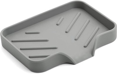 Sponge Holder with Drain Spout, Silicone Sponge Tray for Kitchen Sink, Rubber