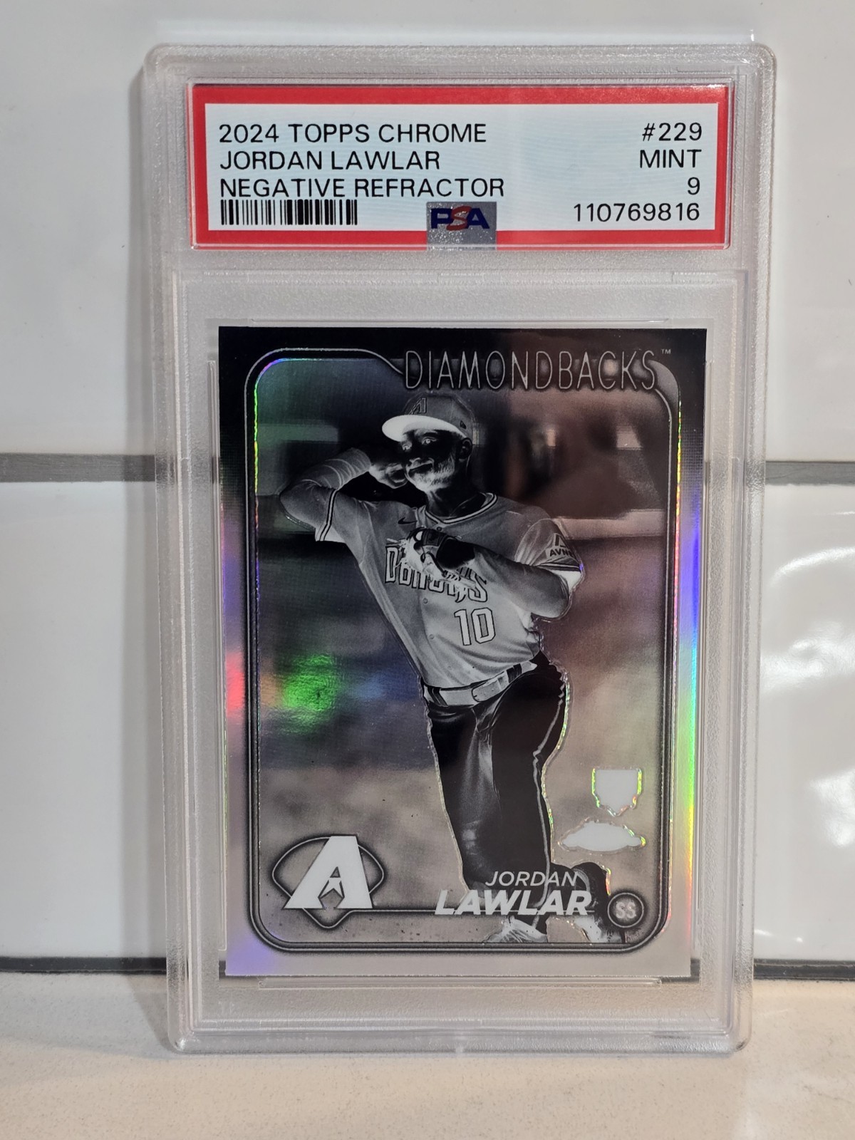 2024 Topps Chrome Jordan Lawlar Negative Refractor PSA 9 MINT Rookie RC #229