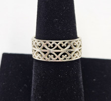 Vintage 925 Sterling Silver Filigree Band Ring 8.5 5 Grams