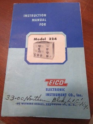Instruction Manual For Eico Model 324 Signal Generator Book Dated 1954