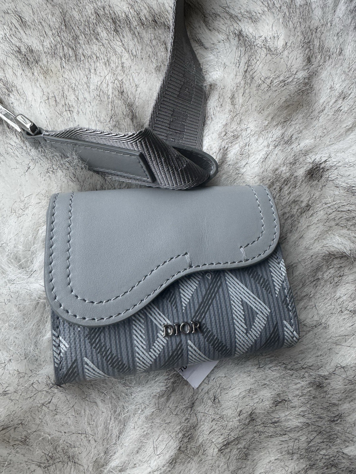 Dior Adjustable Shoulder Strap Mini Pouch Dior Gray CD Diamond Leather RRP £870