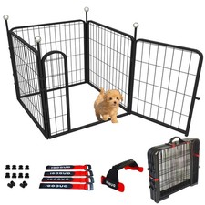Puppy Playpen, IGOOUO 24'' Portable Dog Playpen with Easy-Carry Straps,4 Panels