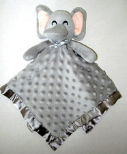 Gray Elephant Minky Bumpy Dot Lovey Security Blanket Plush Satin Baby Toy