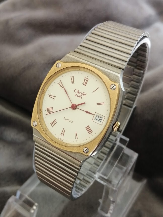 Montre CHEIFEL Paris Vintage 1980 Homme Métal Quartz Classique Neuf