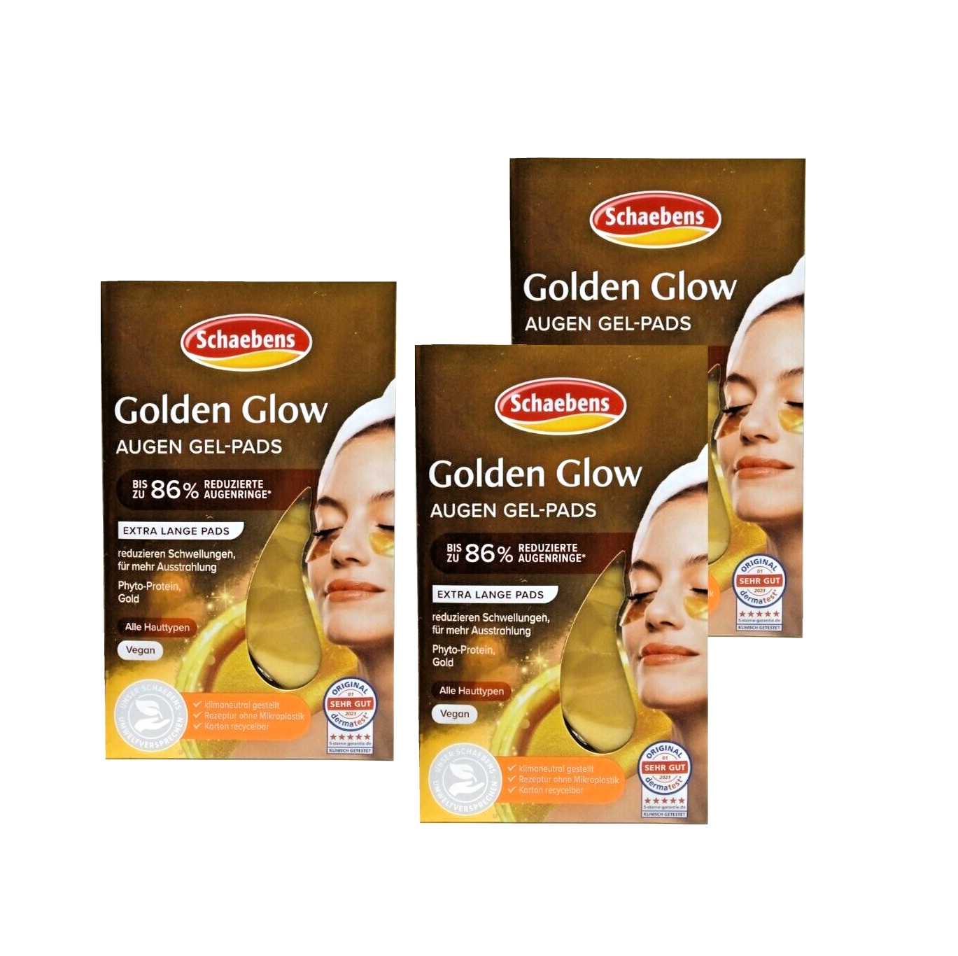 Schaebens Golden Glow Augen Gel Pads ~ Augenringe ~ Vegan ~ 3 x 2 Pads