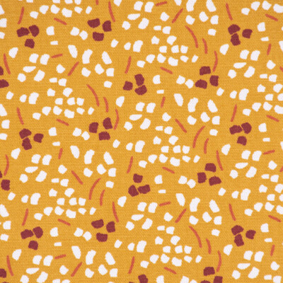 Dekostoff Baumwolle Canvas Thraun Tupfen Striche senfgelb weiß rot