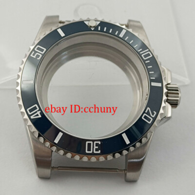 40mm Sapphire glass Watch Case Navy blue Ceramic Bezel Fit NH35 NH36 Movement