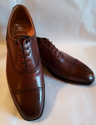 New Lingwood Jermyn Street Semi Brogue Brown Leather Cap