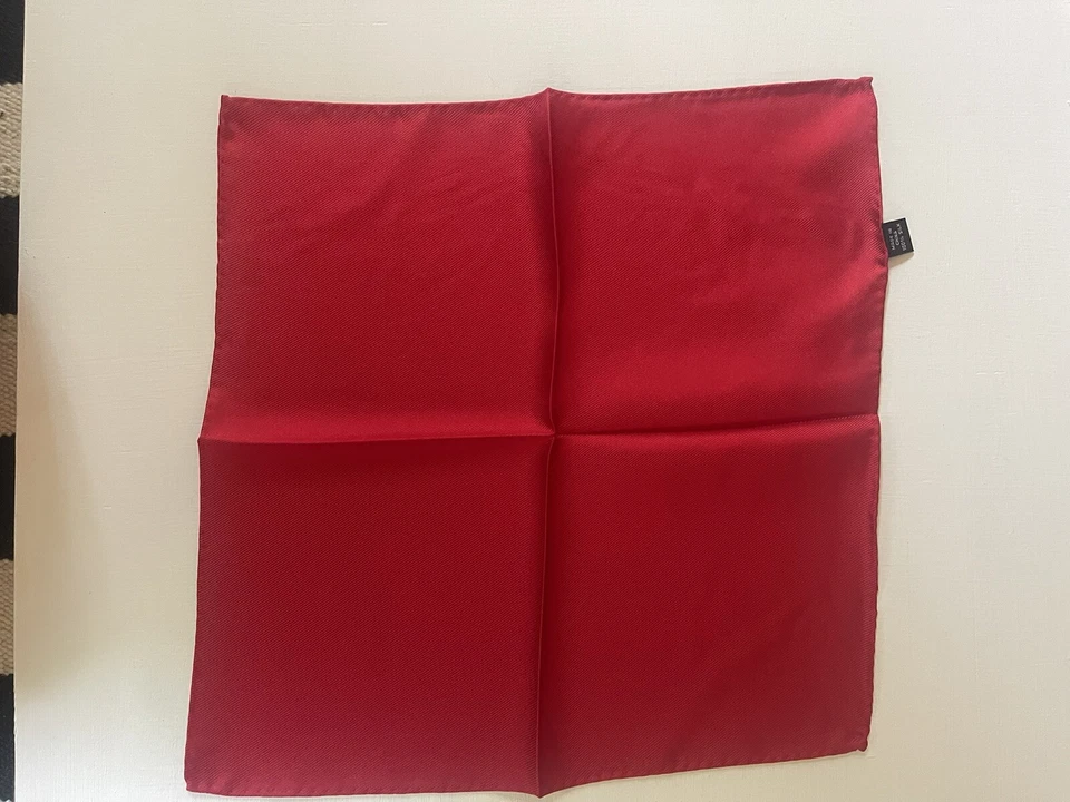 NWT NORDSTROM Men’s Shop King Twill 100% SILK POCKET SQUARE 12.5” Red - Image 2 of 3