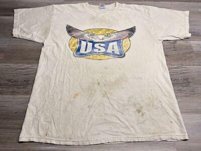 T-shirt Patriote Américain USA Eagle Flag - Style Délavé, Coupe Régulière, Neuf Avec étiquettes