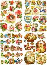 Glanzbilder Kinder mit Blumen Motiv Set aus 4 verschiedenen Oblaten